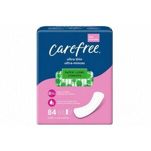 84-Count Carefree Women's Ultra Thin Pads Super/Long Pads White Without Wings